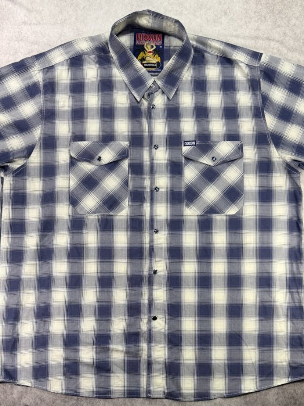 Dixxon Flannel Co Marshall Blue & Cream Plaid Pearl Snap S/S Mens 3XL